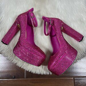 NEW Antonio Melani Capsule Dr. Bridget Hotfix Size 8M‎ Rhinestone Platform Heels